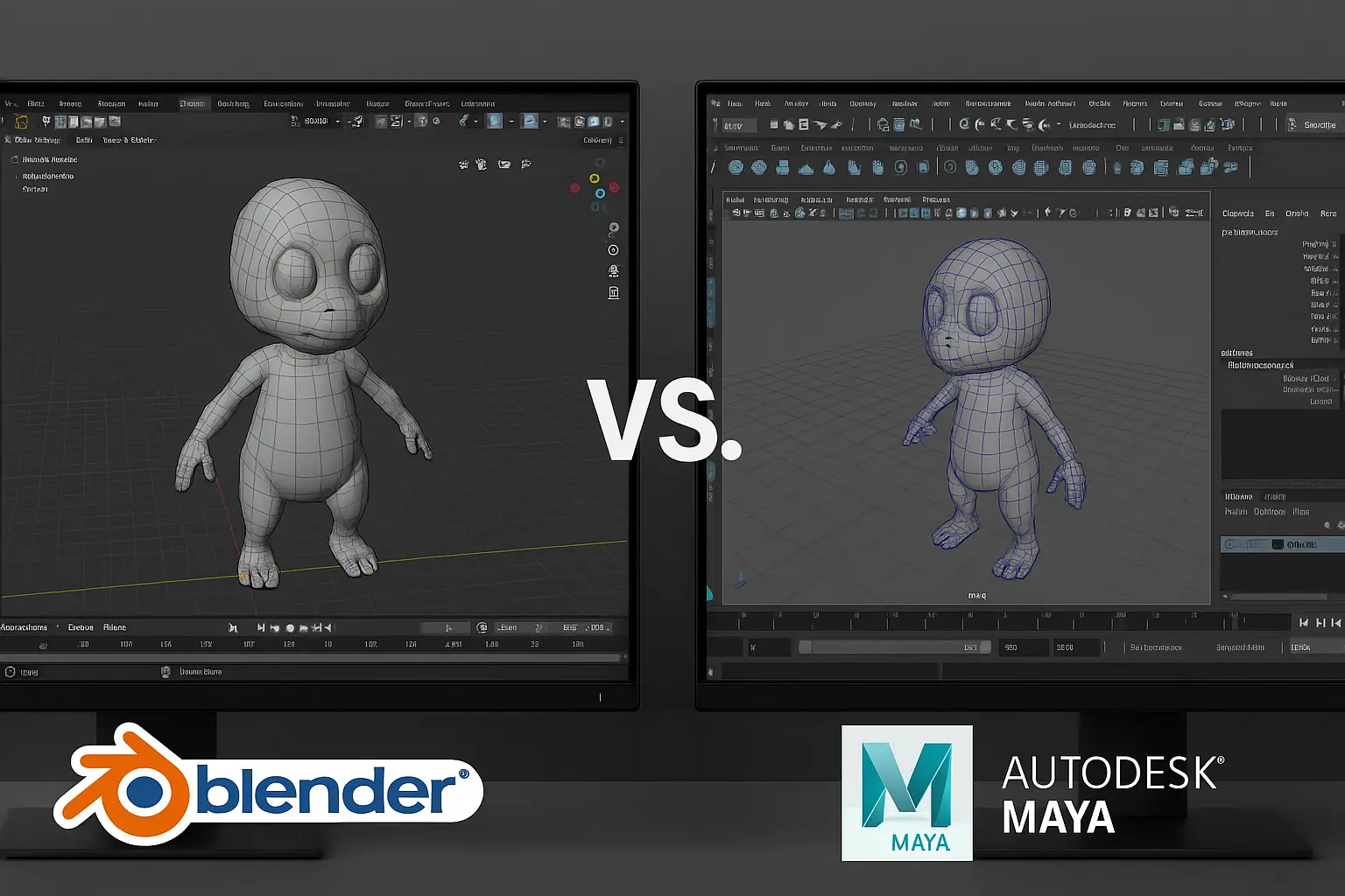 Maya vs Blender user interface comparison for 3D modeling